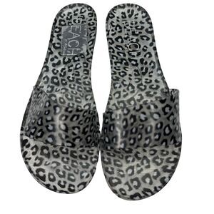 Anthropologie Matisse‎ Clear Jelly Slides Animal Print Size 10 Beach Flip Flops